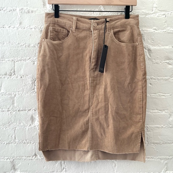 C’Est Toi Dresses & Skirts - C’EST Toi Black Label Tan Corduroy Skirt High Waist Fall Neutral Stretch NWT L